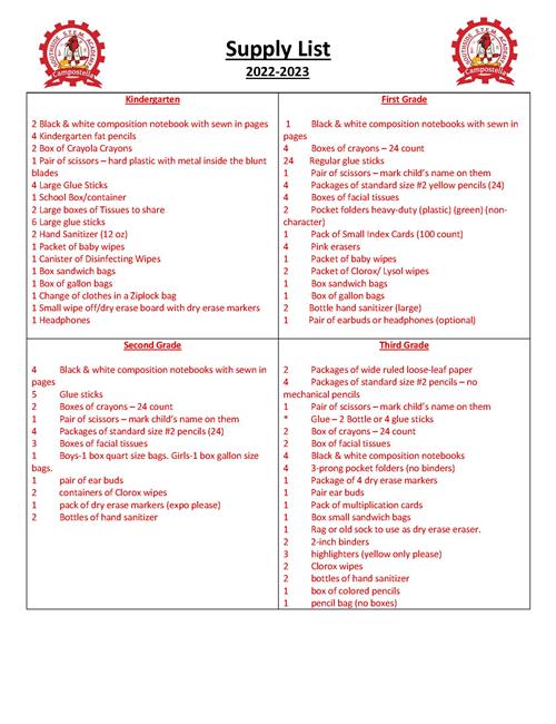 Dayton Public School Supply List 20242024 Kaia Sisile